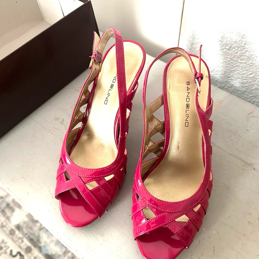 Bandolino Pink Satin Peep-Toe Heels size 7.5